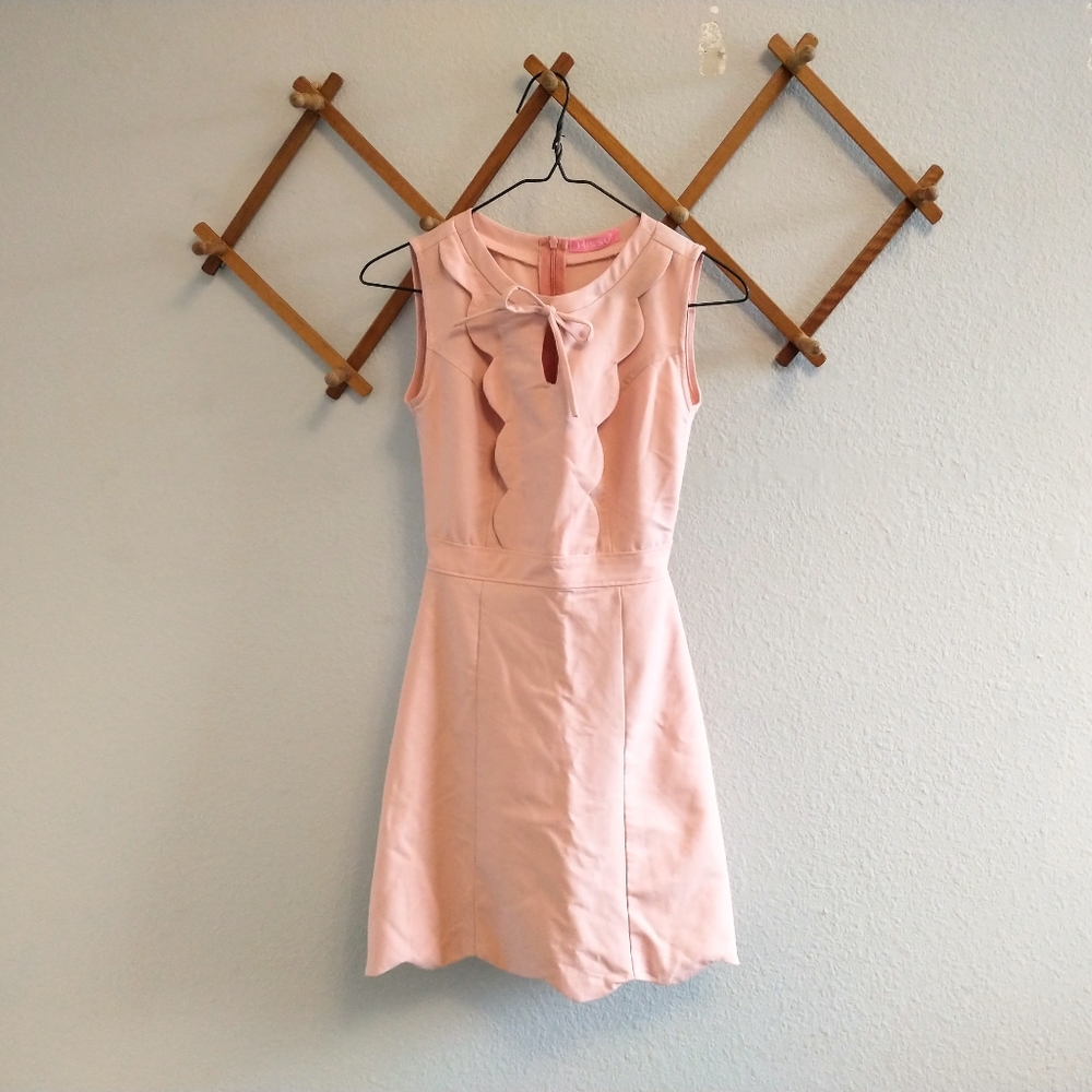Retro Pink Scalloped Mini Dress